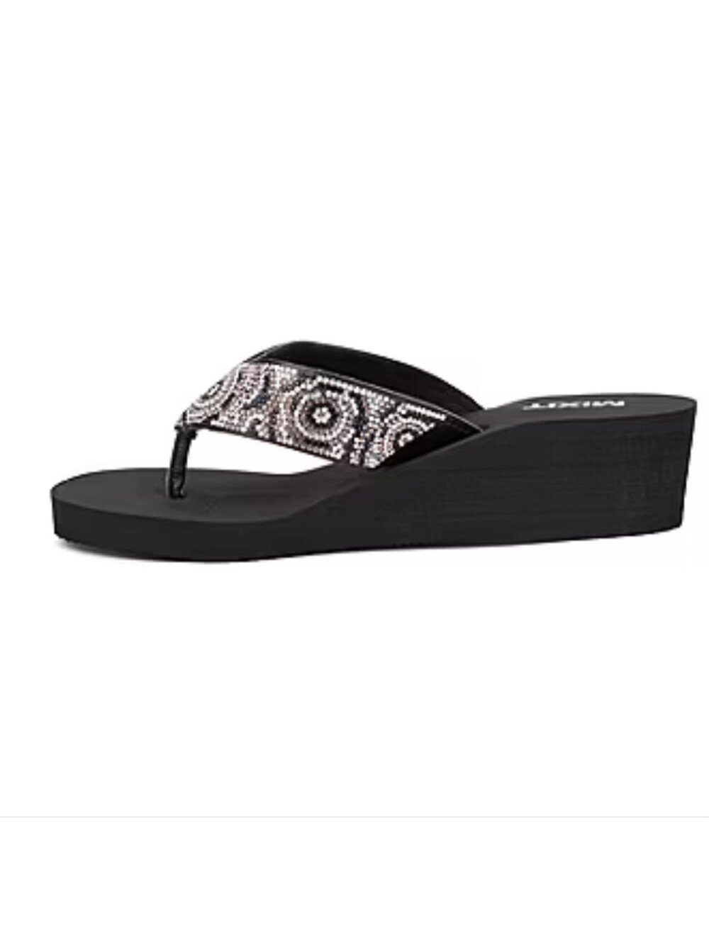 * Mixit Women's Rose Wedge Embellished Rhinestones Sandals Shoes Black Size 10 - Picture 5 of 16